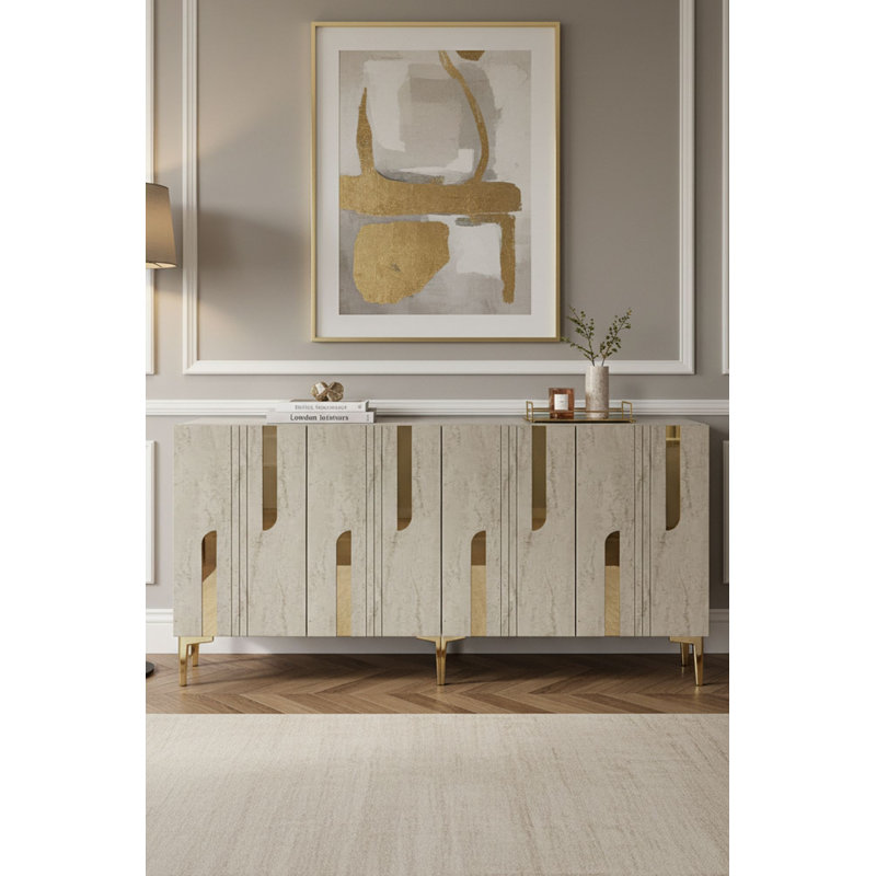 Console, Beige/Gold/White