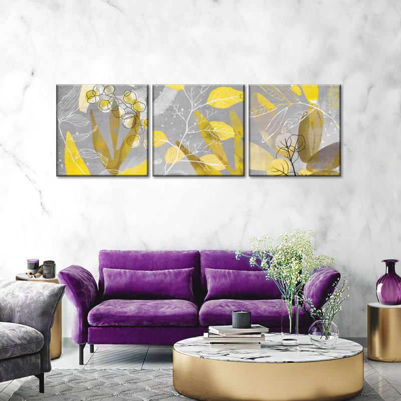 Plantes jaunes, reproduction sur toile, H 8 po x l 26 po x P 1 po