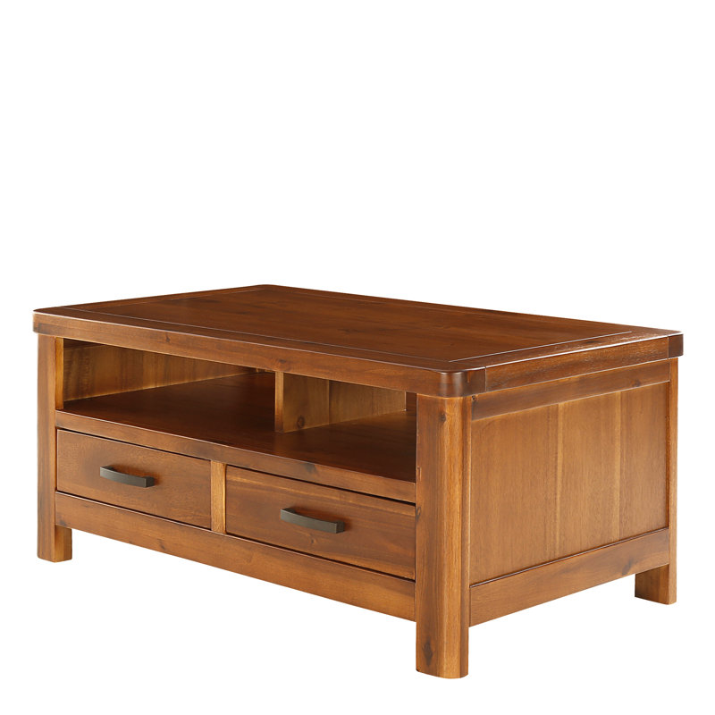 Oruada Acacia Coffee Table with Storage, Dark Brown