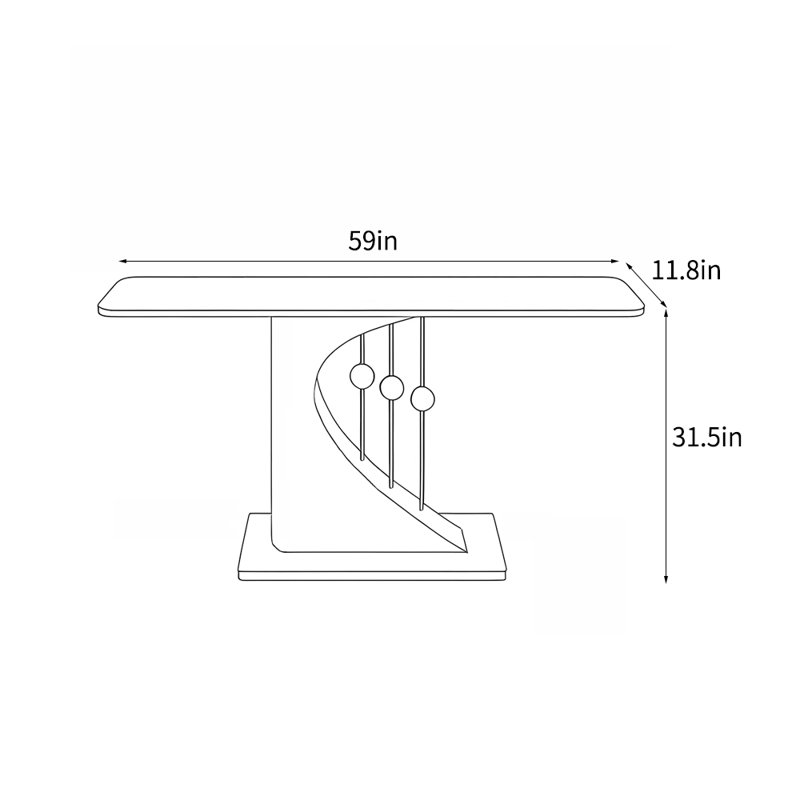 Italian light luxury modern simple console table, White/Black