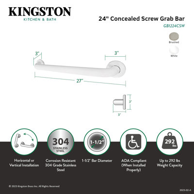 Kingston Brass Made To Match 1-1/2 Inch O.D Grab Bar