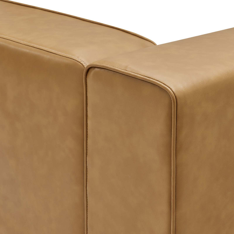 Mingle Vegan Leather 2-Piece Sectional Sofa Loveseat, Tan Faux Leather