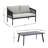 2-Piece Steel PE Rope Outdoor Patio Loveseat and Coffee Table Set, Modern Rope Conversation Set