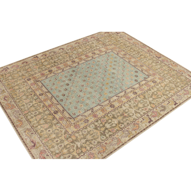 Distressed Homage Hand Knotted Wool Floral Area Rug, Rectangle 9' x 12'