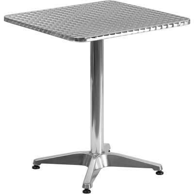 23.5-Inch Square Aluminum Indoor & Outdoor Table With Base, Weather-Resistant Modern End Table For Patio, Balcony, Garden, Porch, And Living Space Use( Silver)