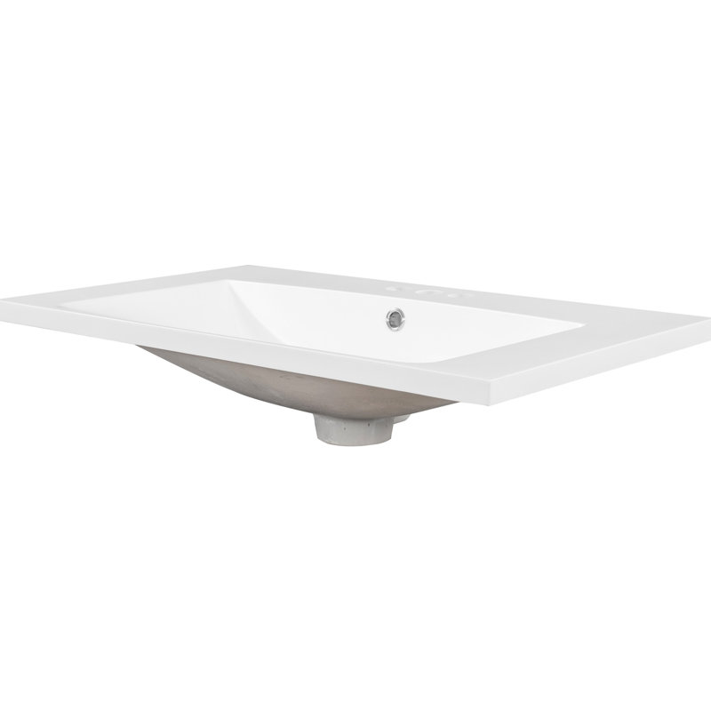 Plateau de meuble-lavabo en céramique 30 po, blanc, capacité 1,66 gallon, type lavabo encastré l 17,53 po x H 6,45 po