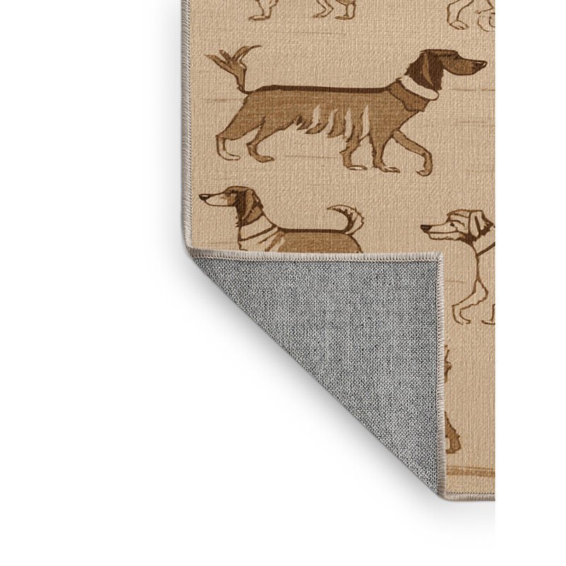 Washable Canaan Dog Dogs Area Rug, Square 7'