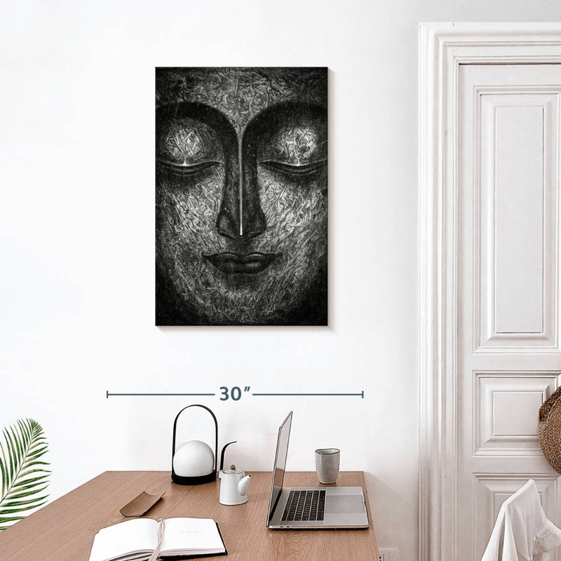 Adella Buddha Face BW, 30" H x 20" W