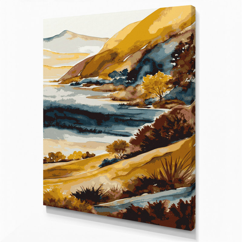 «Watercolor Landscape» 6, art mural sur toile brune, H 11 po x l 14 po