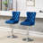 Thick Swivel Blue Velvet , 25 - 33" Adjustable Height, Of 2, Sponge & Spring Seat, Buttons For Home And Pub With 17.7" Base, Diamond Kitchen Island-1041716687