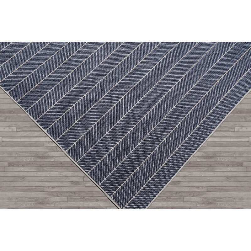 Tapis bleu marine en laine tissé à la main et à plat de la Nouvelle-Zélande, Rectangulaire 9 pi x 11 pi
