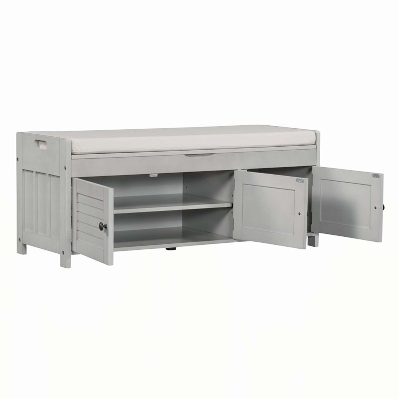 Rustic Storage Bench with Hidden Space and Multiple Functions for Home, Gray Wash