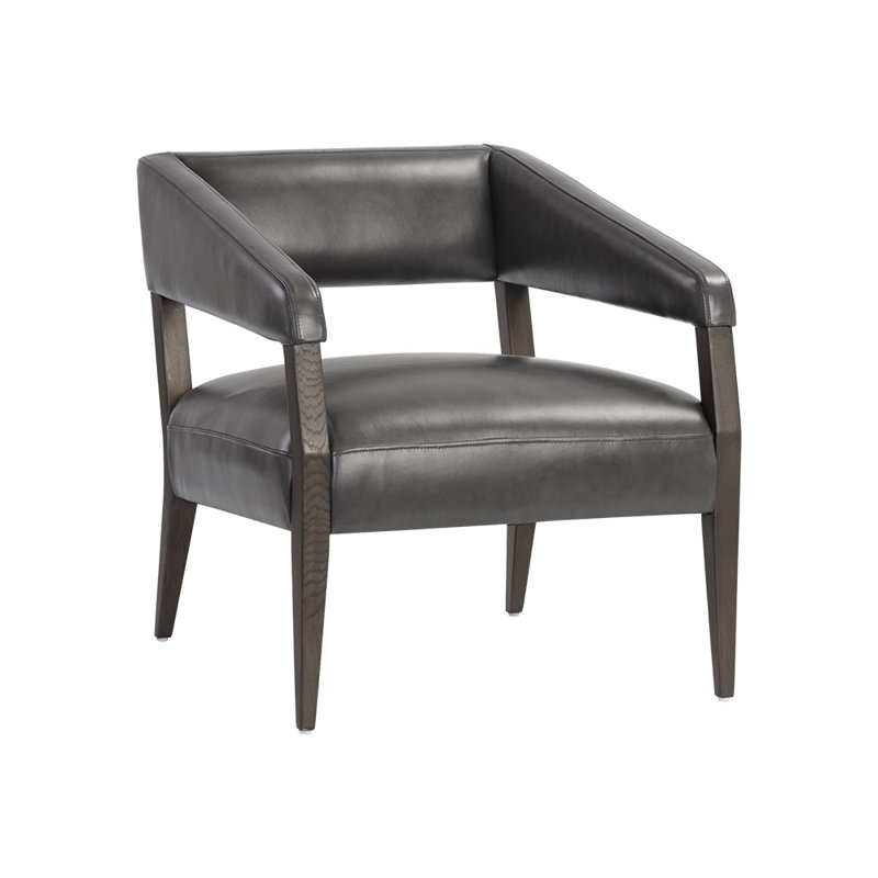 Sherish Upholstered Accent Chair, Grey Genuine Leather
