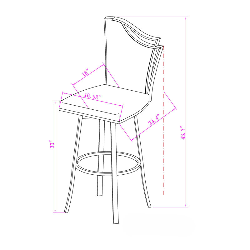 Aryana Contemporary Swivel Counter Stool w/ Design Back, Bar Stool (30" Seat Height), White