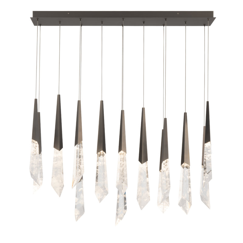 Solitude 14 Light Crystal LED Multi-Light Pendant, Antique Nickel