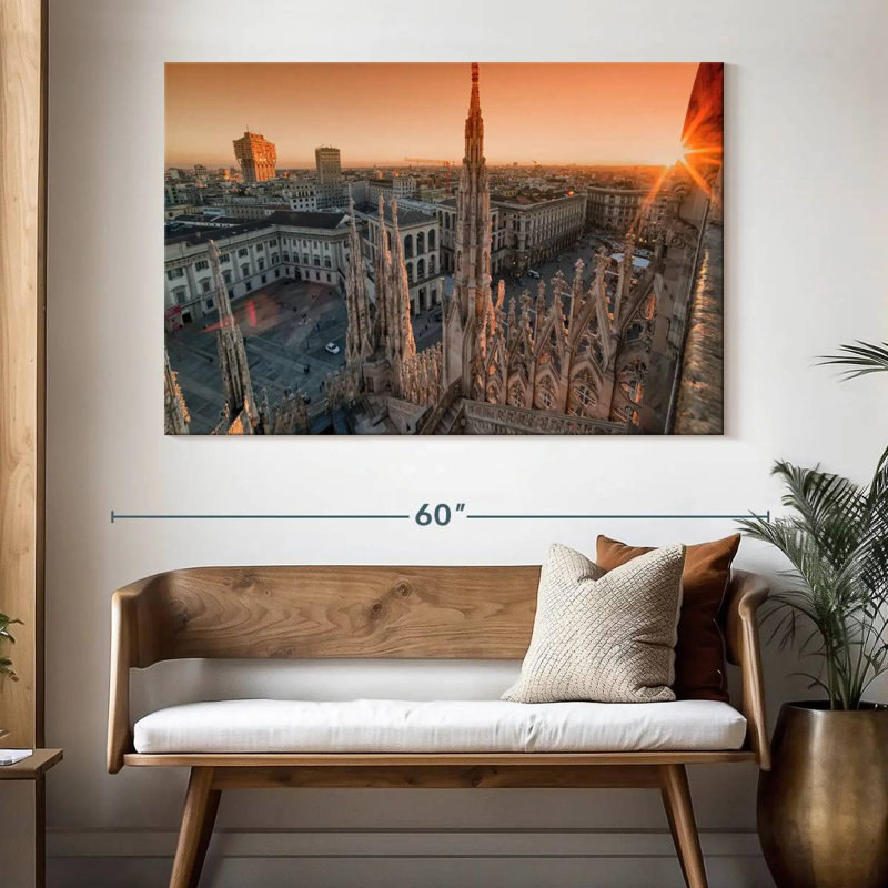 Coucher de soleil sur la place Milan, H 34 po x l 51 po