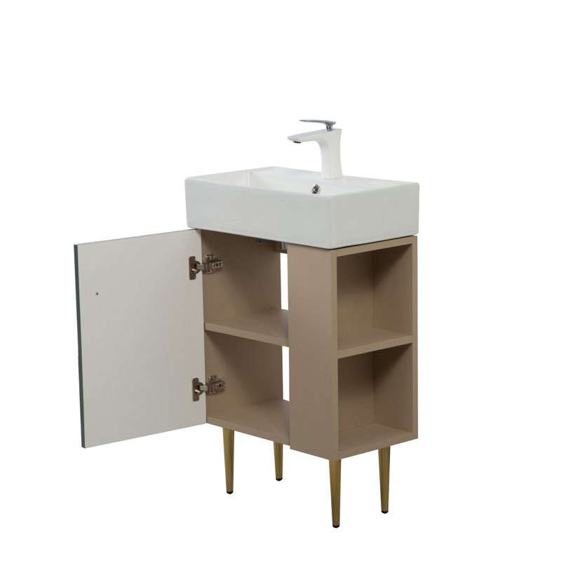 Base de meuble-lavabo 21,6 po seulement, tablette ouverte à droite, vert, Vert