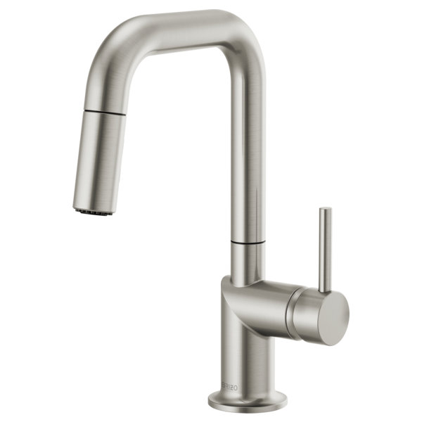 Odin® Pull-Down Prep Faucet with Square Spout, Stainless, Lever