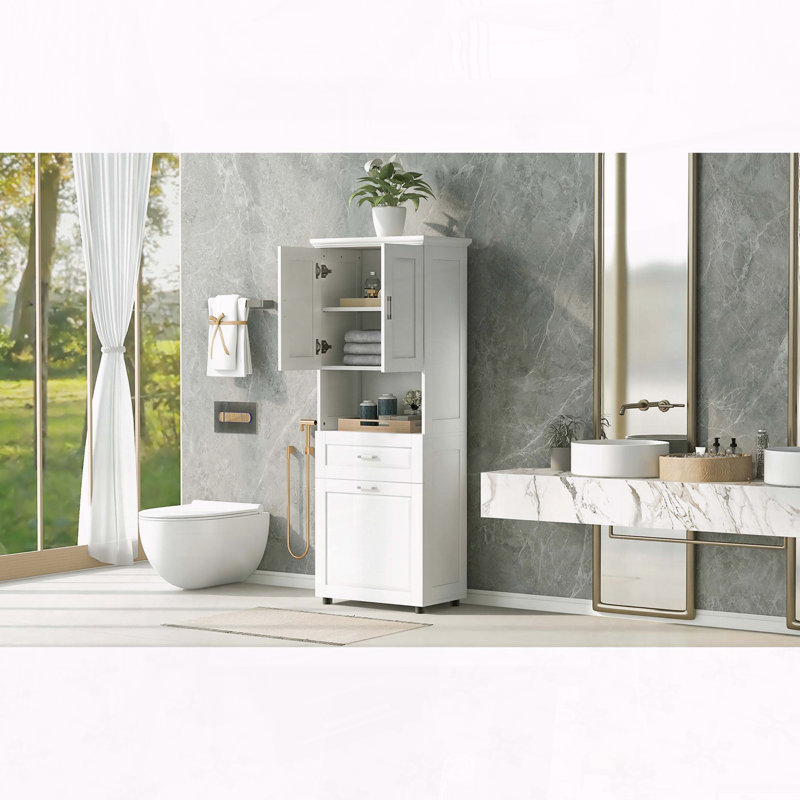 Tall Bathroom Cabinet with Tilt-Out Laundry Basket