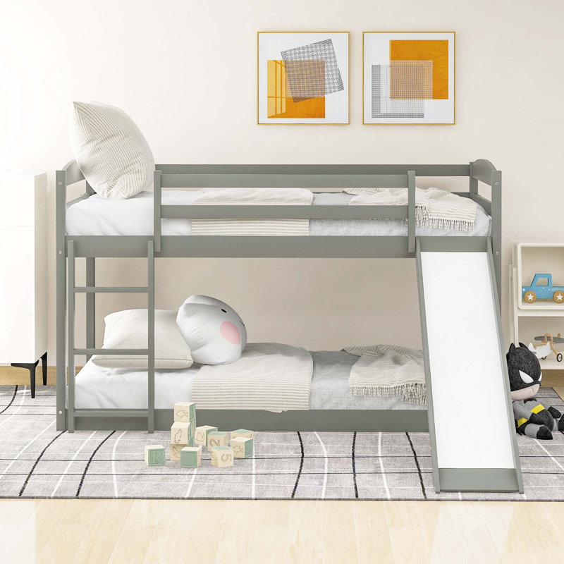 Lit superposé avec glissière convertible et échelle, Gray