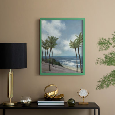 Coastal Palm Tree I, reproduction encadrée - bois massif