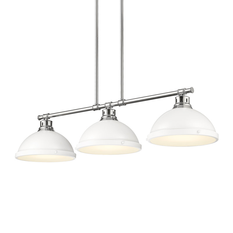 Laramy 3-Light Linear Pendant, Matte White, Chrome