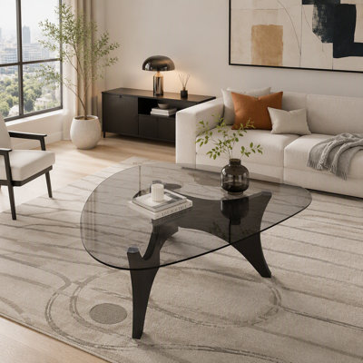Table basse en verre de style moderne du milieu du siècle, élégante, idéale pour une chambre, un salon, une réception ou un bureau.