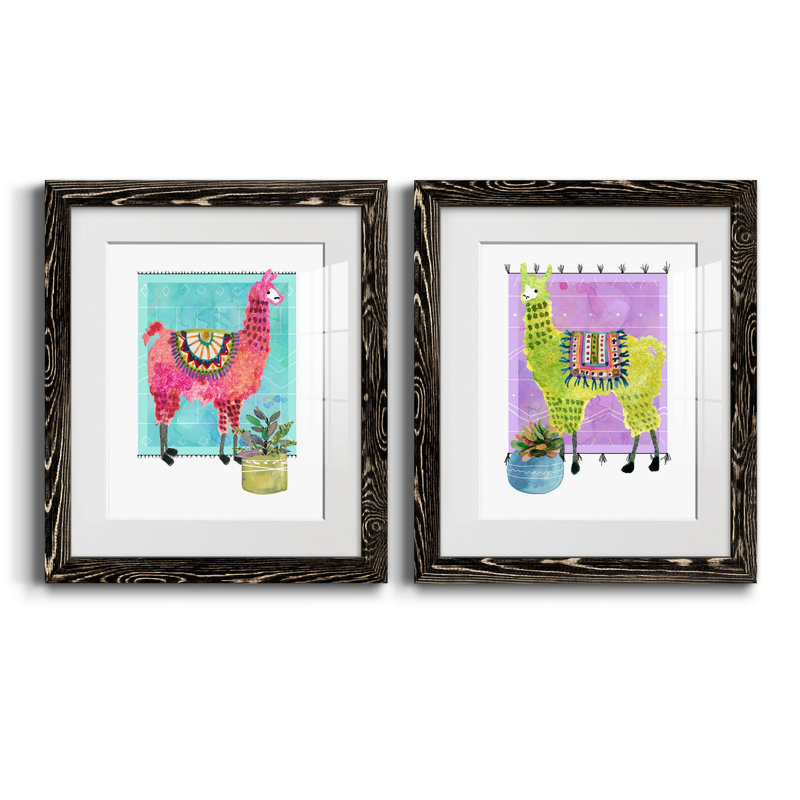 «Lovely Llama III», ensemble de 2 reproductions d'art, H 24 po x l 36 po x P 1,5 po, H 31,5 po x l 47 po x P 1,5 po, Blanc