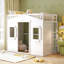 Lit mezzanine simple en bois massif avec finition blanche pour une chambre à coucher élégante, utilisation durable en pin-1358913117-1358913115