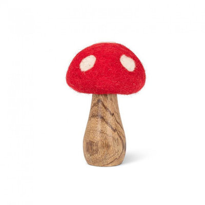 Figurine petit champignon à pois rouge et blanc