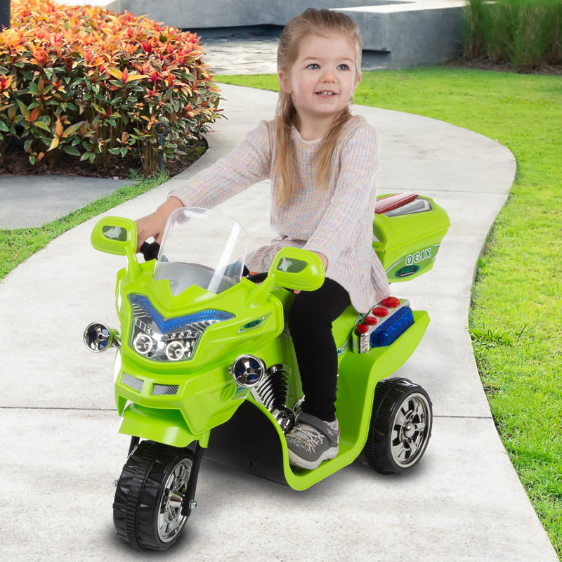 Green 6-Volt Motorized Kids Motorcycle with Lights and Sounds