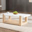 Table basse, salon contemporain moderne 1 pièce avec plateau en faux marbre et deux tons au fini naturel et blanc