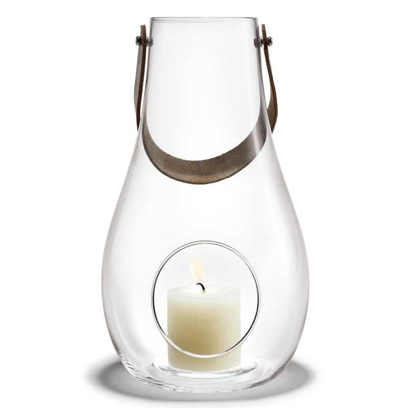 Glass Tabletop Lantern, 11.4" H x 6.7" W x 6.7" D, Clear