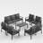 Grand 9-Person Conversation Set in Aluminum with Coffee Table - Classic Outdoor Seating-943769958-943769955