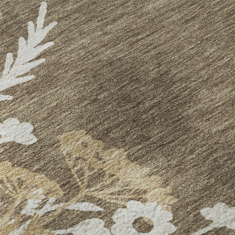 Tapis floral lavable à la machine de qualité supérieure Mayfield AMF2334, Chocolate, 9 pi x 12 pi