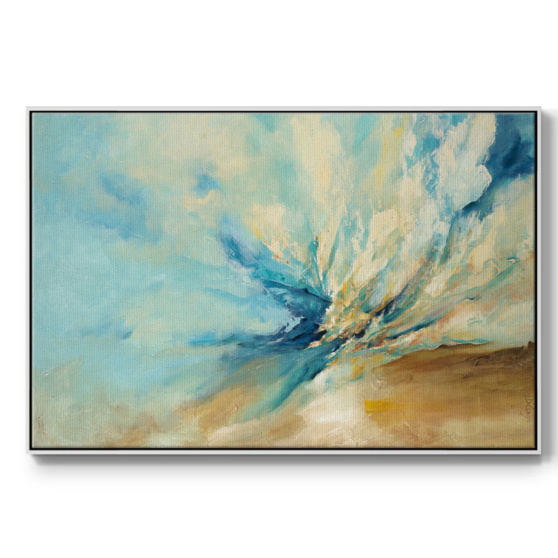 Bleu, Toile avec cadre blanc, H 25 po x l 37 po x P 2 po