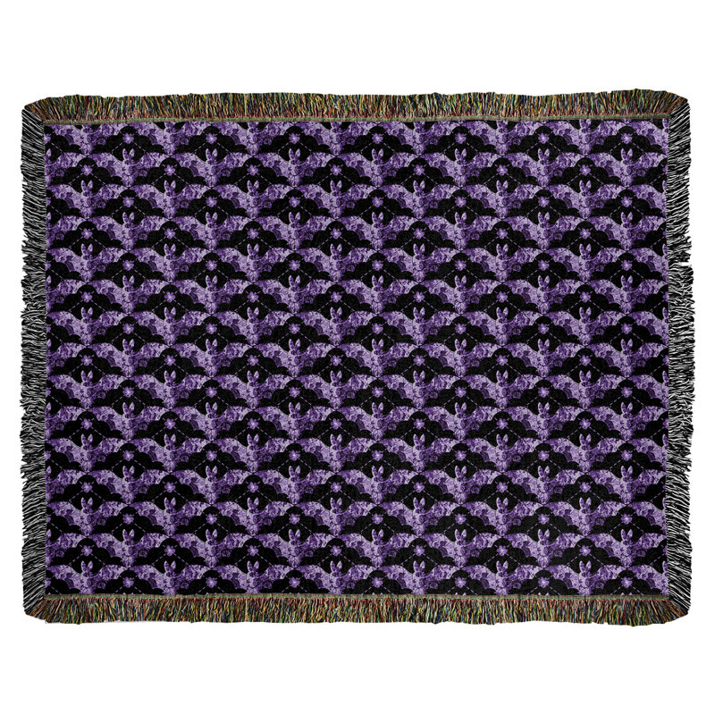Couverture en coton tissé Katelyn Elizabeth, l 60 po x L 80 po, Mauve