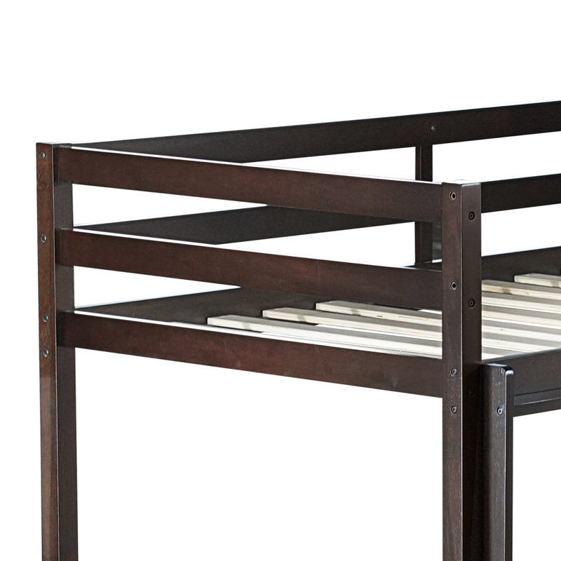 Twin Solid Wood Loft Bed With Built-in-desk, Espresso