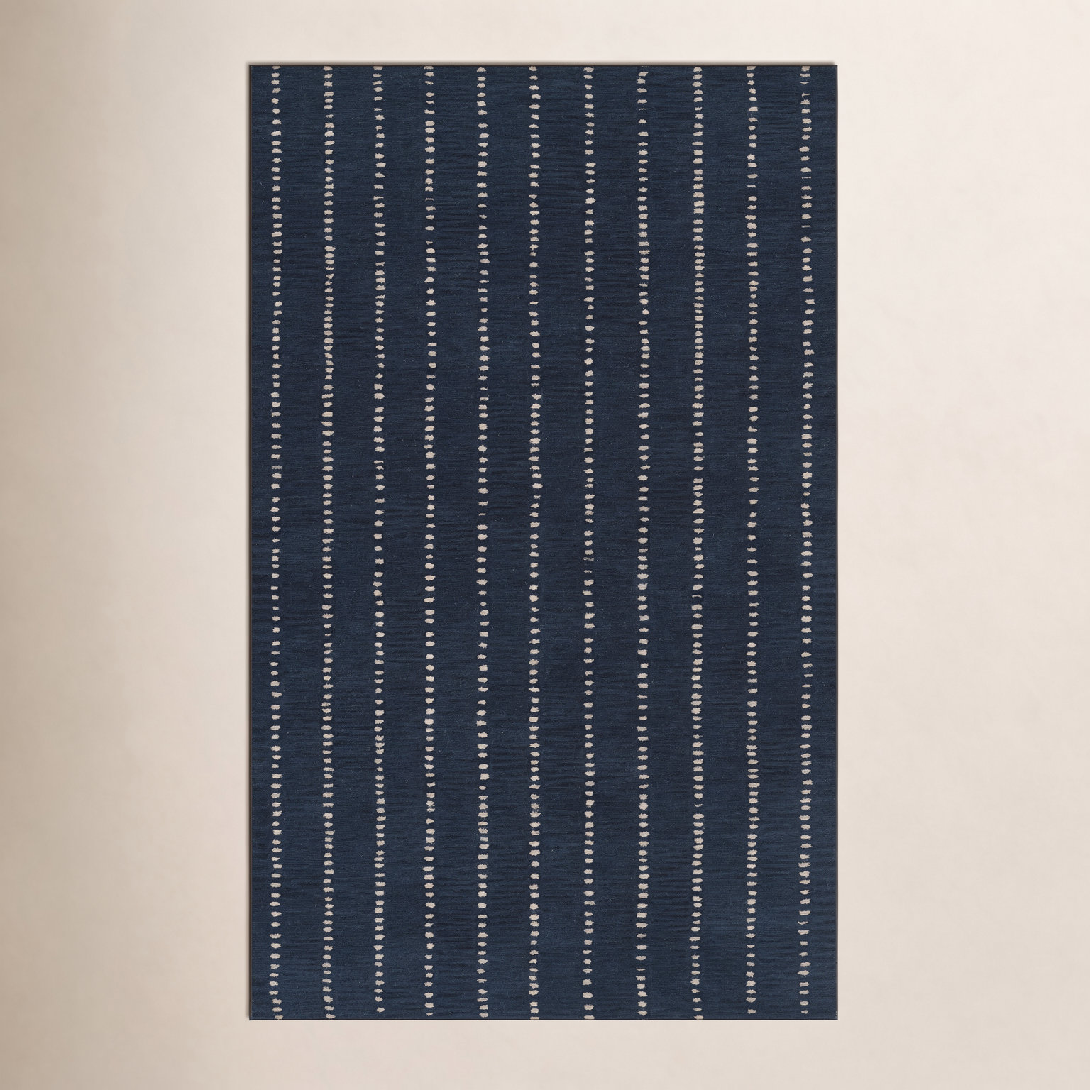 Nichols Navy Hand-Tufted Striped Wool Rug, Rectangle 2' x 3'