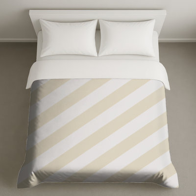 Housses de couette à rayures blanches et beiges