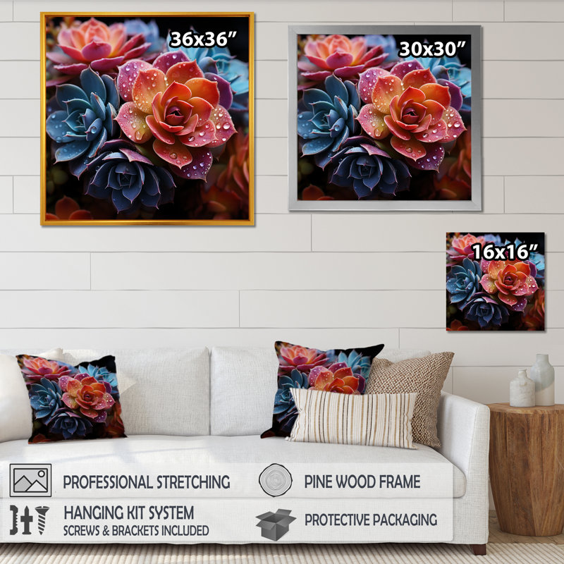 "Colorful Succulents Come Alive", reproduction d'art sur toile, Toile tendue, H 24 po x l 24 po