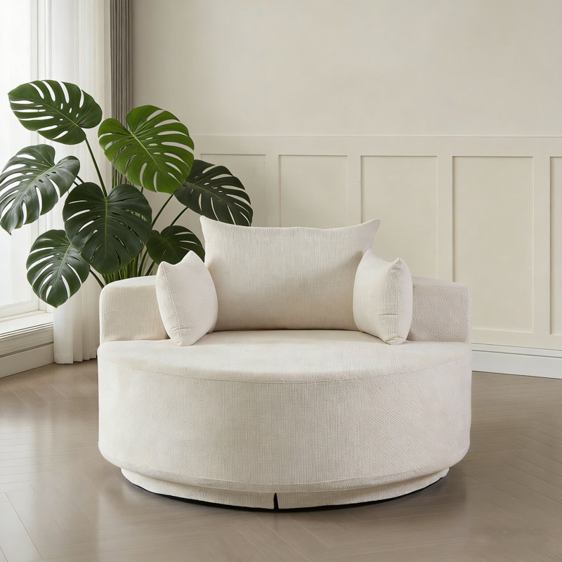 Canapé simple pivotant rembourré, Chenille beige clair