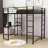 Full Size Metal Loft Bed With Wooden Built-In-Desk And 2 Shelves-897699480