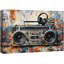 Boombox, impression de musique rétro, impression sur toile encadrée-126032057-126032054
