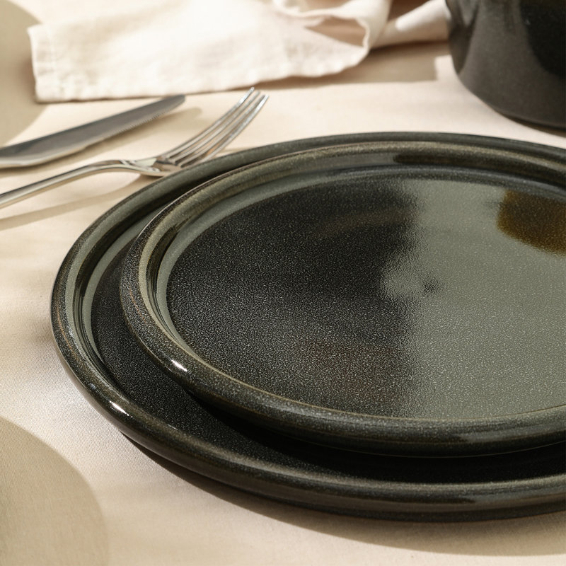 Ensemble d'assiettes en grès 4 pièces Stone Lain Eden, Gris anthracite