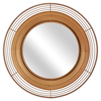 Round Metal Framed Wall Mounted Accent Mirror in Gold