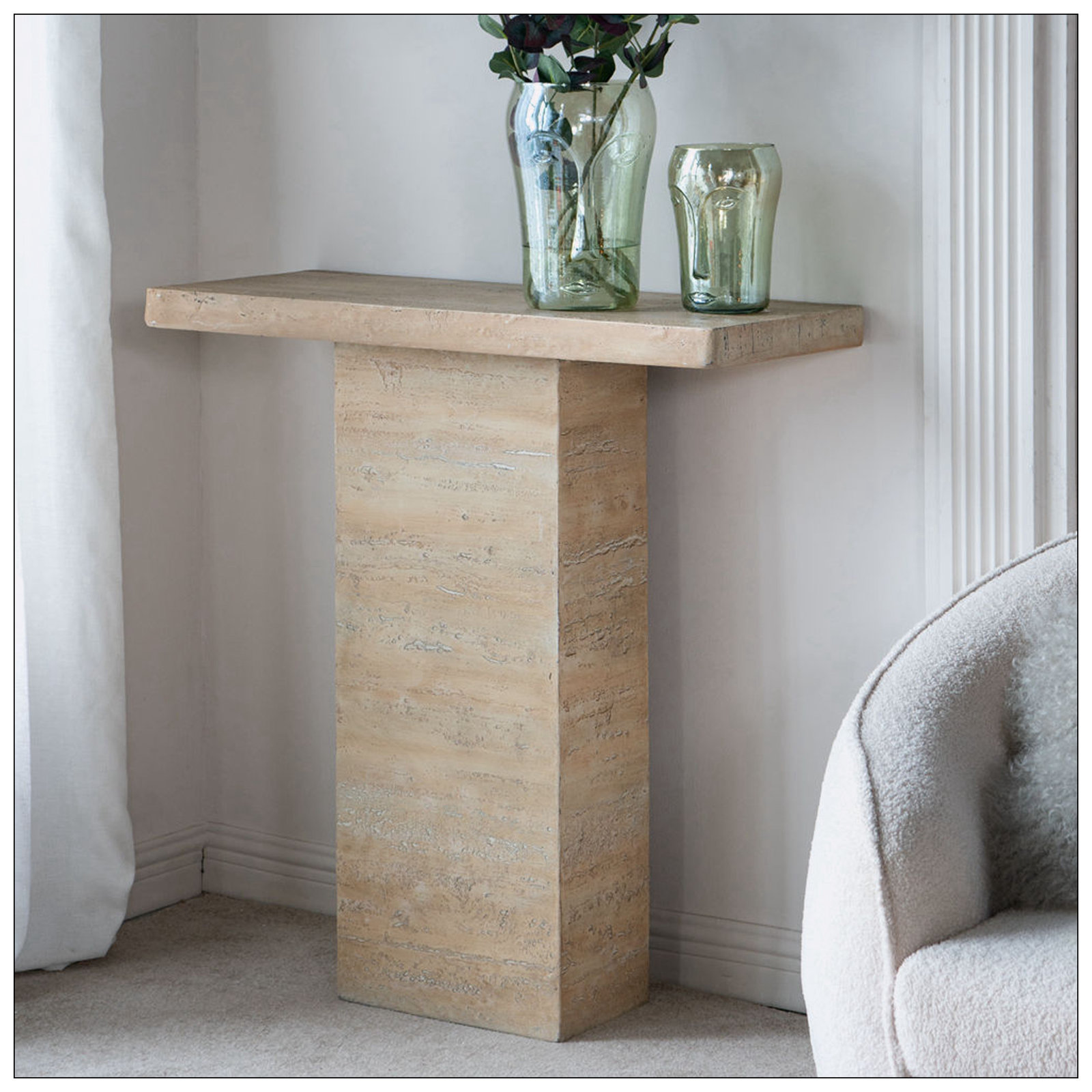 Mario Stone Single Coffee Table, Cream