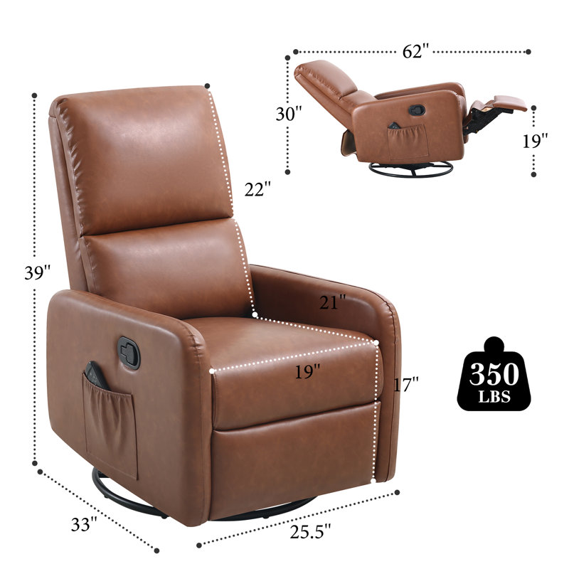 Fauteuil inclinable, oscillant et pivotant pour adultes, Brun