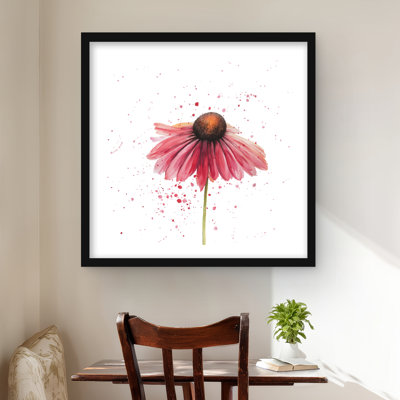 Pink Daisy - Floral Botanical Framed Matted Print for Decor