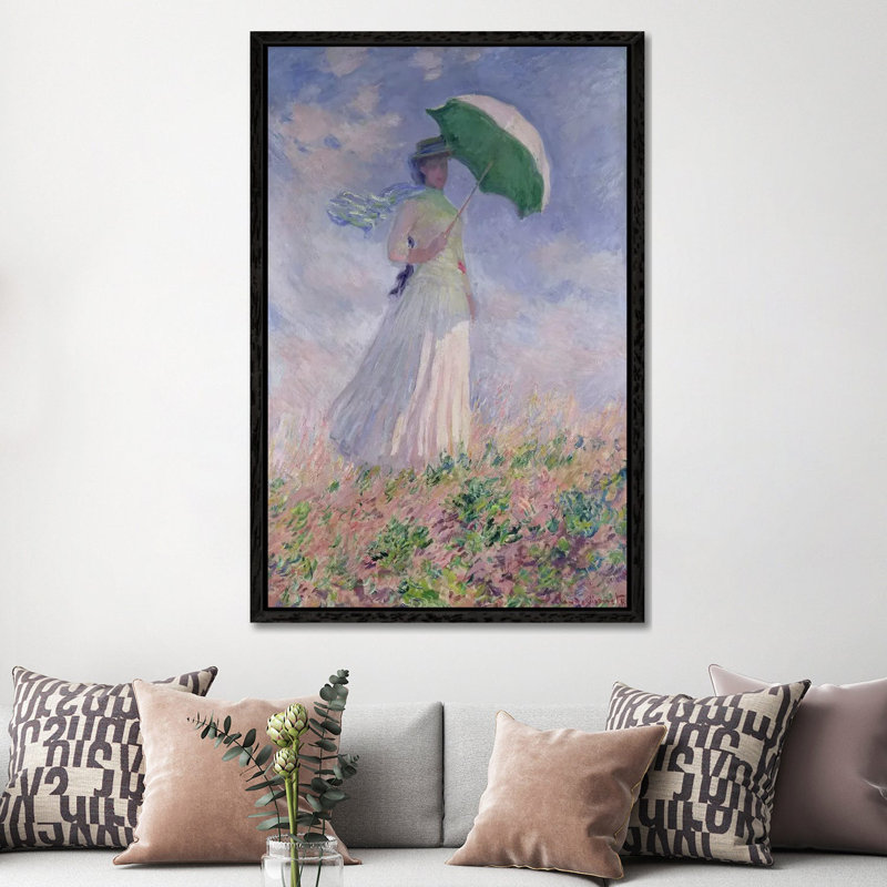 Woman With A Parasol Turned To The Right, 1886 by Claude Monet - Gallery-Wrapped Canvas Giclée on Canvas, Black Framed